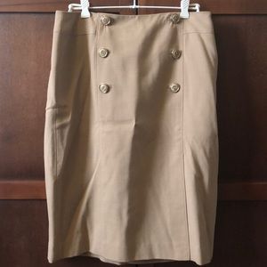 Ann Taylor | Wool Botton Front Tan Pencil Skirt NWT Size 10